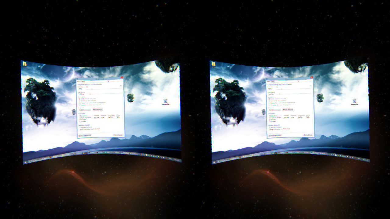 Unwarped screenshot of the Windows desktop, as seen through Virtual Desktop