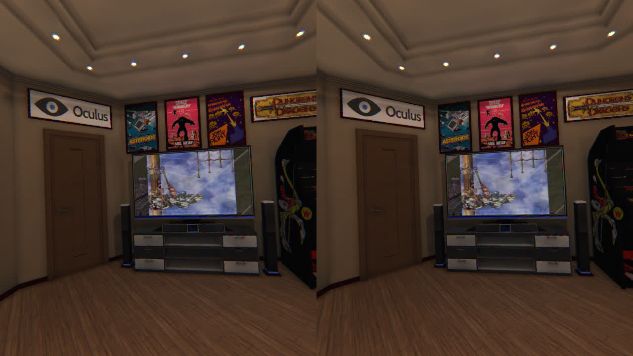 Unwarped screenshot of Welcome to Oculus' living room